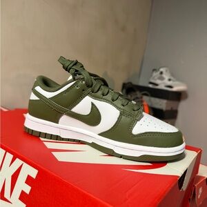 Nike Olive Green and White Sneakers